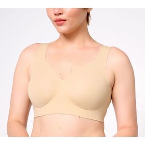 Evelyn & Bobbie Women's Bra Sz XL Seamless Wirefree Beige A587080